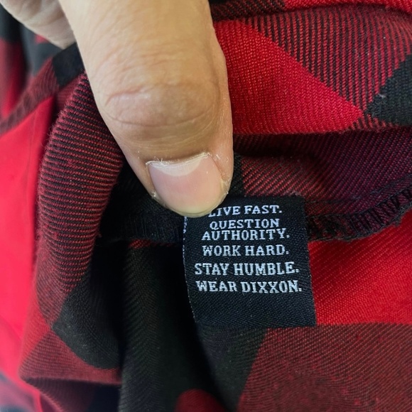 DIXXON Flannel Redrum Men's Plaid Long Sleeve Shining Shirt Rare Men’s size Larg - Picture 8 of 9